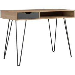 Mid.you Schreibtisch , Naturfarben, Schwarz , Metall, Holzwerkstoff , 1 Schublade(n) Schubladen , Rundrohr , 77x49x106 cm , gastro- und objekttauglich, Stauraum , Büromöbel, Schreibtische, Schreibtische
