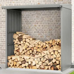 Hörmann Ecostar Metall Kaminholzregal Trend Typ 2,graualuminium,181 x 103 x 198 cm (T x B x H)