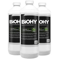 BiOHY Backofenreiniger Hochkonzentrat (3x1l Flasche) | Profi Grillreiniger, Fettlöser EXTRA STARK | Zur einfachen und schnellen Ofenreinigung