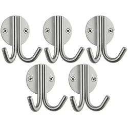 SO-TECH® Kleiderhaken Garderobenhaken ELEN 65 x 78 x 33 mm doppelt mit Schrauben, (5-St), Edelstahl gebürstet silberfarben
