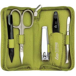 ERBE Maniküre-Etui Lederetui mit Zippverschluss, 5 tlg., bestückt mit Solinger Premium Stahlwaren grün