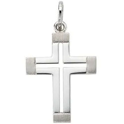 JOBO Kreuzanhänger Anhänger Kreuz, 585 Weißgold silberfarben