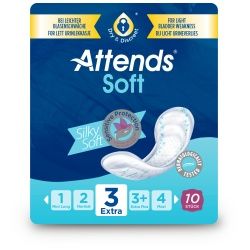 Attends soft Inkontinenzeinlagen, Hygieneeinlagen für Erwachsene, Nr. 3 - extra, 1 Packung = 10 Einlagen, Stärke 3