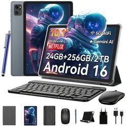 TABWEE T20 10" Android 16 256GB WiFi incl. Tastatur, Maus, Stift Tablet (10", 256 GB, Android16, Android 16, mit Stift/Maus/Tastatur, Gemini Al Magic) grau