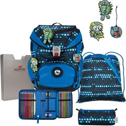 DerDieDas ErgoFlex Exklusiv "Superflash" Schulrucksack-Set 5-teilig mit Sportbeutel Blue Robot