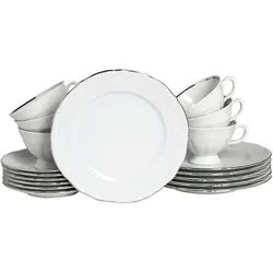 Creatable Kaffeeservice , Weiß, Platinfarben , Keramik , 18-teilig , 200 ml,200 ml , 28.5x25.5x34 cm , handbemalt, lebensmittelecht, stapelbar , Geschirr, Geschirrsets, Kaffeeservice