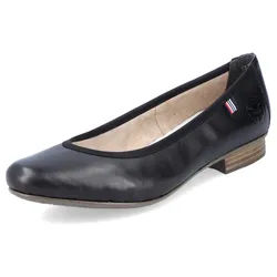 Ballerina RIEKER, Damen, Gr. 40, schwarz (schwarz, schwarz), Leder, Schuhe Ballerina, Pumps, Business Schuh in schlichter Eleganz, Topseller