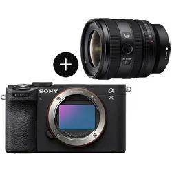Sony Set: SEL1625G Objektiv + ILCE7CM2B Systemkamera (SEL1625G, 33 MP, 2x opt. Zoom, Bluetooth, WLAN, KI-Autofokus, 10 B/s Serienaufnahmen, 4K Zeitlupe) schwarz