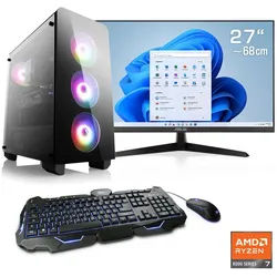 CSL Theseus V24685 Gaming-PC-Komplettsystem (27", AMD Ryzen 7 8700F, GeForce RTX 3060, 96 GB RAM, 2000 GB SSD) schwarz