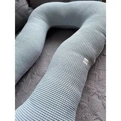 Loolay Stillkissen Schwangerschaftskissen Seitenschläferkissen Stillkissen TYP A 330cm, Attmungsaktive WAFFELPIQUE + GLATT Baumwolle XXXL Lagerungkissen; MUSTER: Waffel MINZE/ PUNKTE Grau, LOOLAY® Stillkissen + Bezug, 100% Europäische Stoffe unf Kleinserien-Nähen! grau