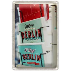 Roomando Metallschild Reise 30x40cm Berlin Deutschland Postkarte 30x40