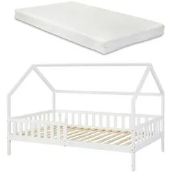 [en.casa] Hausbett Ydre mit Matratze , Holz , Kiefer , 120x200 cm , Babymöbel & Kindermöbel, Kinderzimmer & Jugendzimmer, Kinderbetten, Spielbetten