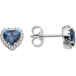 Paar Ohrstecker FIRETTI "Schmuck Geschenk Gold 333 Ohrschmuck Ohrringe Herz", weißgoldfarben, hellblau, hellblau, Ohrringe, Damen, 0,1 P2 = erkennbare Einschlüsse, Diamanten Weißgold 333, Diamanten, Weißgold 333, mit Blau Topas Sky Blue - mit Brillanten