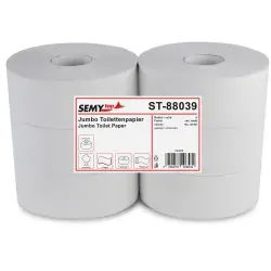 Semytop Jumbo Toilettenpapier, 2-lagig, Ø 25 cm, Recycling Klopapier für hochfrequentierte Waschräume, 1 Paket = 6 Rollen
