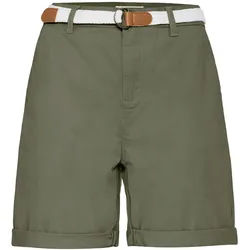 Chinoshorts OXMO "Chinoshorts OXChakira", Damen, Gr. 34, N-Gr, grün (dusty oliv), Obermaterial: 98% Baumwolle CO. 2% Elasthan EL., Hosen Chinoshorts