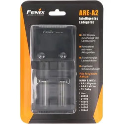 Fenix ARE-A2 Ladegerät für jeweils zwei Stück 10440, 14500, 16340, 18650, 26650, 21700 Akkus