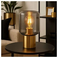 GLOBO LIGHTING LED Tischleuchte, Leuchtmittel nicht inklusive, Tischlampe Beistelllampe Schlafzimmerlampe Schreibtischlampe Messing
