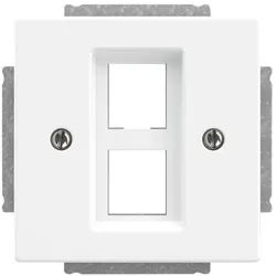 Busch-Jaeger 2561-02-84 Zentralscheibe Modular Jack, 2-fach, mit Tragring, ohne Befestigungskrallen, studioweiß glänzend, Plattform 63