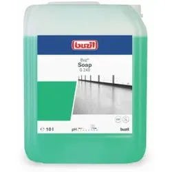 Buzil Bodenreiniger Buz® Soap G 240, Reinigungsmittel auf Seifenbasis für wasserbeständige Bodenbeläge, 10 Liter - Kanister