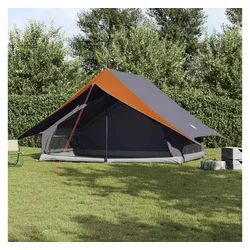 furnicato Faltzelt Wasserdichtes Familienzelt 315x286x200 cm in Grau und Orange, (1 tlg) grau|orange 286 cm x 315 cm x 200 cm