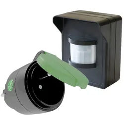 DIW-Funk Bewegungsmelder PD-543 DIW-FUNK Bewegungsmelder IP44 mit Outdoor-Funkstecker DOR-2300, (Funk-Bewegungsmelder IP44, DIW-44, Funk-Outdoorstecker IP44, DOR-2300), IP44, Funk schwarz