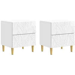 vidaXL Nachttisch 43 x 34,5 x 48 cm Nachttisch 2er Set Nachtschrank Hochglanz Weiß 43x3 weiß