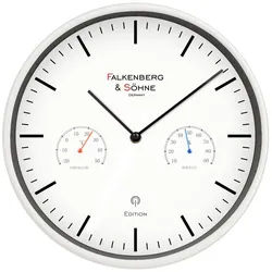Miraval Funkwanduhr Funkwanduhr 250 mm Thermometer Hygrometer weiß