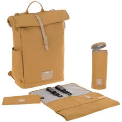 Lässig Wickelrucksack , Currygelb , Textil , 14.5x46x30 cm , Baby on Tour, Kinderwagen, Wickeltaschen & Wickelrucksäcke