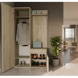 Raumhirsch Furniture Schuhschrank Garderobenschrank für Flur und Eingangsbereich (Kleiderschrank sowie Schuhschrank im SET, mit 5 Haken mit Ablage für Jacken, Taschen und Hüte) verschiedene Farben
