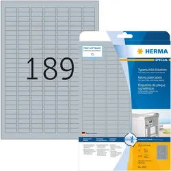 HERMA Etiketten Etiketten Folie Typenschild silber 25x10mm Special A4 LaserCopy silberfarben