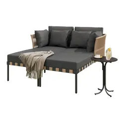Refined Living Gartenlounge-Set Outdoor Loungesessel, Abnehmbarer und Modularer Garten Loungesessel, (Balkonmöbel-Set, Loungemöbel, Terrassenmöbel mit 4 Kissen, Couchtisch mit Abnehmbaren und Waschbaren Kissen, Loungesofa, Balkonmöbel, Terrassenmöbel, Outdoor Loungesessel, wetterfestes Sofa, Gartenmöbel-Set, Rattan-Sofa, modularer Loungesessel, Gartenliege, 1-tlg) braun|grau|schwarz