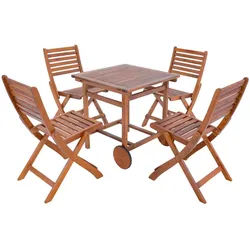 [en.casa] Gartenmöbel-Set 5 Tlg. Ancarano , Holz , 5-teilig , quadratisch , Gartenmöbel, Gartengarnituren, Gartenmöbel-Sets