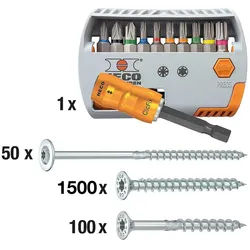 Profi-Set ''Zimmerer'' HECO-TOPIX-plus, Senk + Tellerkopfschrauben 1661-teilig