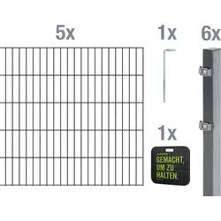 Alberts® 2 m - 50 m Doppelstabmatten-10 m-1400 mm-anthrazit-Komplettset