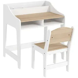 Aiyaplay Kinderschreibtisch-Set 2er Set MDF Naturholz , Naturfarben , Holzwerkstoff , Rechteckig , 48x68x60 cm , Babymöbel & Kindermöbel, Kinderzimmer & Jugendzimmer, Kinderschreibtische