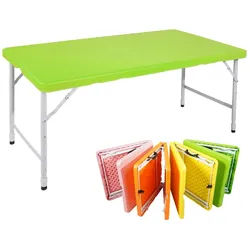 BBWL Klapptisch 125 × 61 × 74cm, Campingtisch höhenverstellbar, tragbar, faltbar, Partytisch, Esstisch, Outdoor/Indoor, stabil bis 135kg Grün | 125 cm x 74 cm x 61 cm