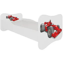 Feldmann-Wohnen Kinderbett Gonzalo weiß / rot / grau 88 / 164 / 63cm , Rot, Grau , Holzwerkstoff , Rechteckig , 80x160 cm , Babymöbel & Kindermöbel, Kinderzimmer & Jugendzimmer, Kinderbetten