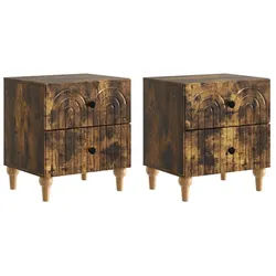 vidaXL Nachttisch 43 x 34,5 x 48 cm Nachttisch 2er Set Nachtschrank Geräucherte Eiche 43 braun