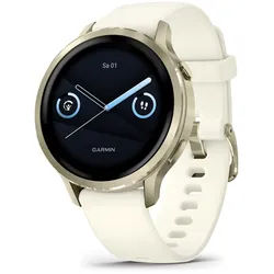 Garmin Venu 4 - 41 mm Beige/Lunargold mit Schnellwechsel-Silikon-Armband 18 mm B...