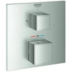 Grohe Grohtherm Cube Fertigmontageset 24154DC0 supersteel, UP-Brause-Thermostat mit 2-Wege-Umstellung