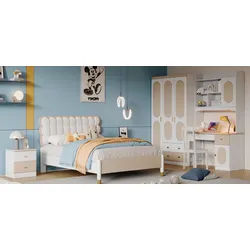 Xlmoebel Jugendzimmer-Set XLMOEBEL Kinderzimmer Set in Beige mit Bett und Nachttischen, (6-tlg), Made in Europa beige