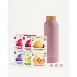 waterdrop Starter Set Microdrink Steel , Pink , Metall, Naturmaterialien , 600 l , Vakuum, 100% dicht, hält warm, hält kalt, leicht zu reinigen , Geschirr, Kannen & Karaffen, Trinkflaschen