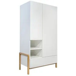 SCHRANK 2 Türen Weiß und Holz