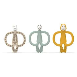 Matchstick Monkey Animal Teether Gift Set Geschenkset für Kinder Giraffe Gigi, Lion Luda, Monkey Mint