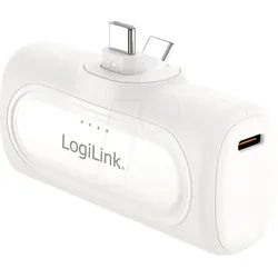 LOGILINK PA0349W - Powerbank, LiPo, 5.000 mAh, 2x USB-C, Schnelladefunktion, Weiß