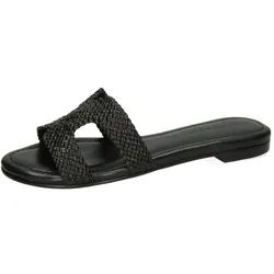 Melvin & Hamilton Hanna 83 Leder-Geflochtene Schuhe für Damen Pantolette Flache Absätze, Echtes Leder, Flexible Sohle, Von Hand geflochten schwarz 40 EU