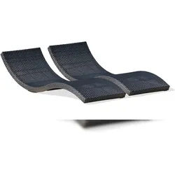 Set aus 2 Sonnenliegen, Kunstharzgeflecht, schwarz