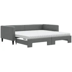 vidaXL Ausziehbett, Tagesbett Ausziehbar mit Matratzen Dunkelgrau 100x200 cm Stoff
