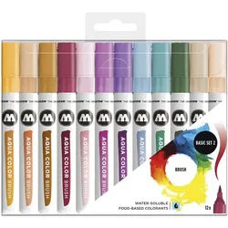 MOLOTOW 12er-Pack Brush-Pens »Aqua Color Basic Set 2« farbsortiert türkis