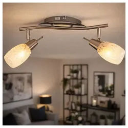GLOBO LIGHTING Deckenleuchte, Leuchtmittel nicht inklusive, Deckenlampe Spotleuchte Wohnzimmerlampe Glaslampe silberfarben